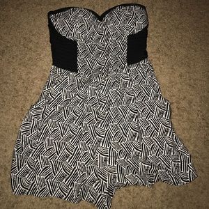 White and Black Patterned Romper